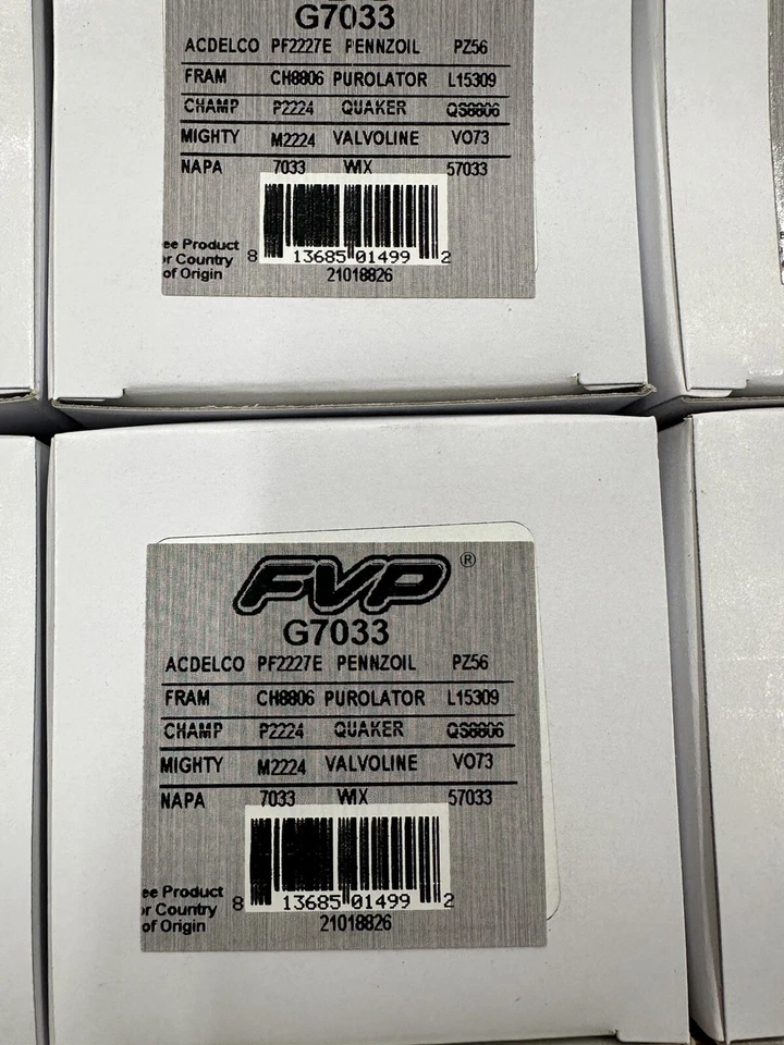FVP G7033 Case Of 12 Oil Filters Same As Napa 7033 , AC Delco PF2227E - Image 2 of 4