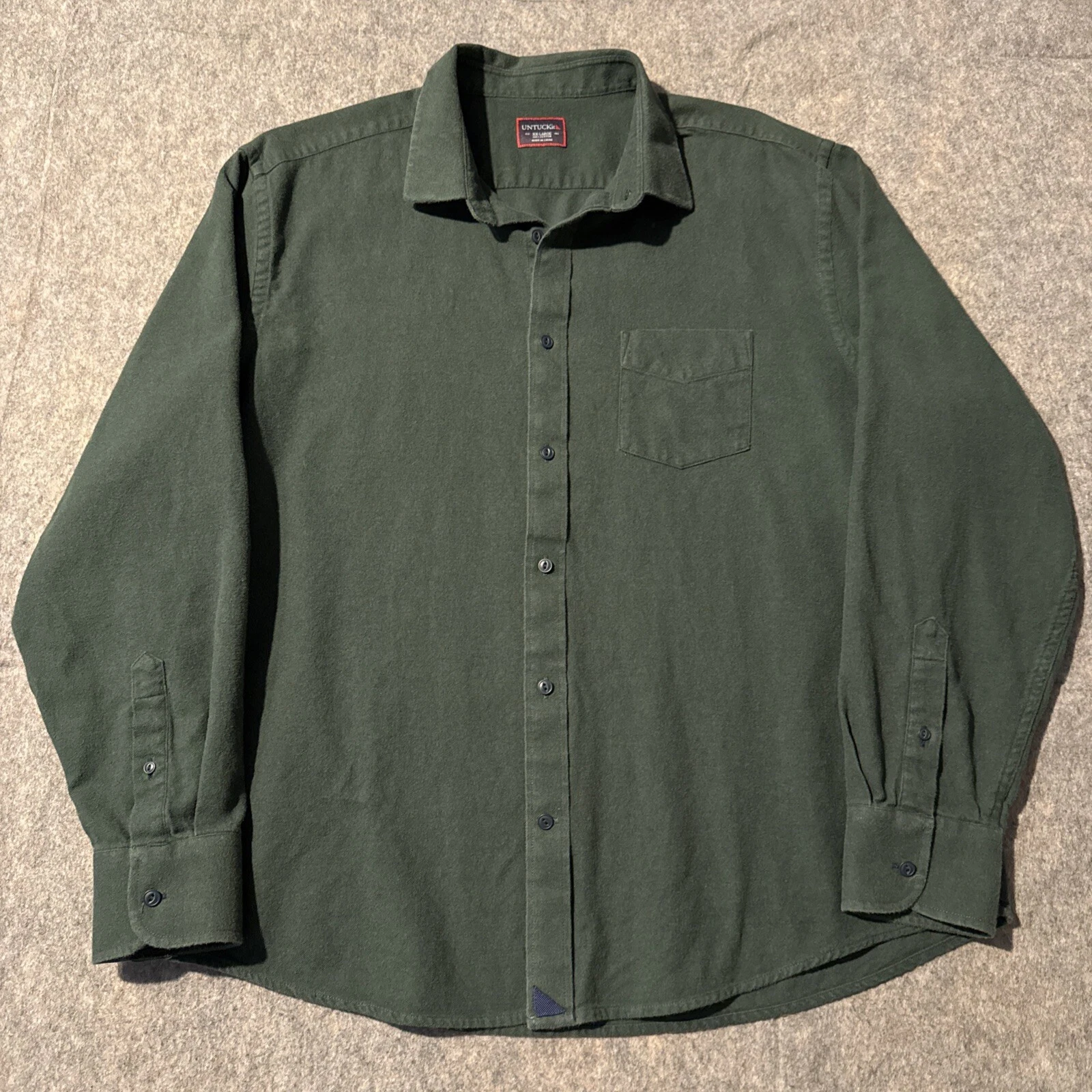 Untuckit Light Flannel Shirt Mens 2XL Green Long sleeves Button Up Outdoors