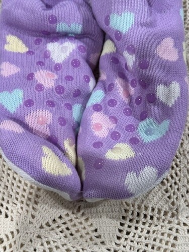 Girls Lounge Socks, Slipper/Grippers 1 Pair Size 7-8.5 Unicorn Purple NWT - Picture 7 of 9