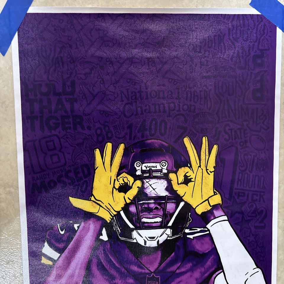 "Póster arte de pared en lienzo Justin Jefferson ✅ Minnesota Vikings NFL 12x18"" sin marco" Foto 2 de 4