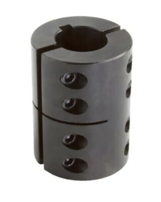 3/4'' Keyed 2 Piece Split Clamp Coupling with Set Screws - Black Oxide Steel*