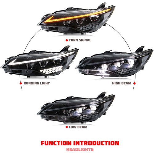 For Toyota Camry 2015-2017 Black LED Projector DRL Headlights Sequential Turn - Picture 12 of 18