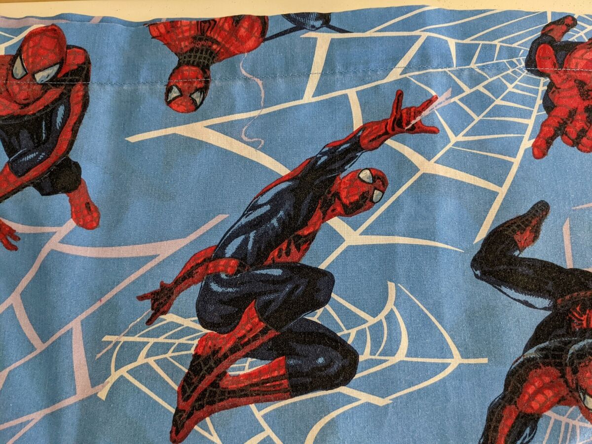 Marvel Spider-Man Twin Flat Sheet Spiderman 2002 Dan River Vintage Fabric  Blue