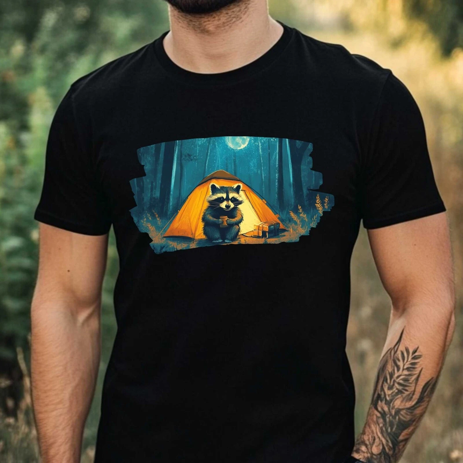 Mens Camping Raccoon Print Cotton T-Shirt Size XS to 5XL
Opens in a new window or tab