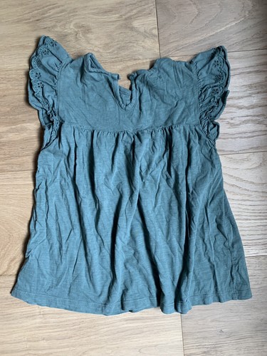 Girls Gap Kids Forest Green Ruffle Sleeve Top Shirt Size Medium - Picture 2 of 7