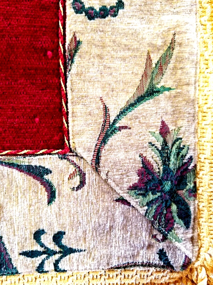 Tapeçaria estilo italiano capa almofada farsa 13,5" quadrado franja borla dourada conjunto de 2 - Imagem 4 de 4