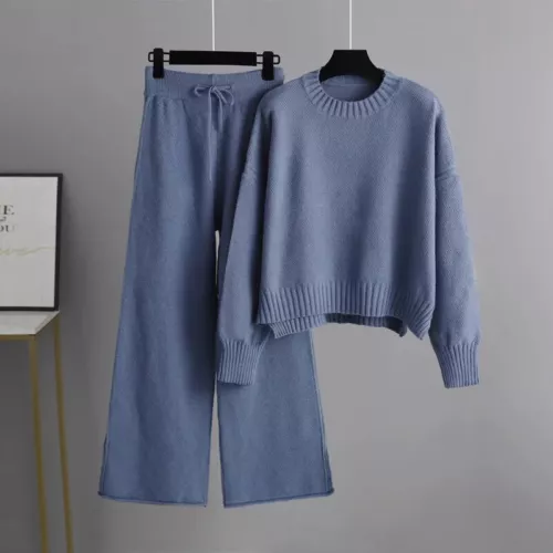 Women Leg Pant Suit Two Piece Sets Knitwear Sweater Tracksuits Sweater - Picture 33 of 42