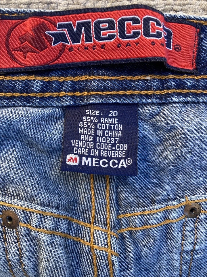 Pantalones de mezclilla para mujer La Meca azul pierna ancha 20 Y2K años 90 holgados hip hop ropa de calle ciudad Foto 3 de 4