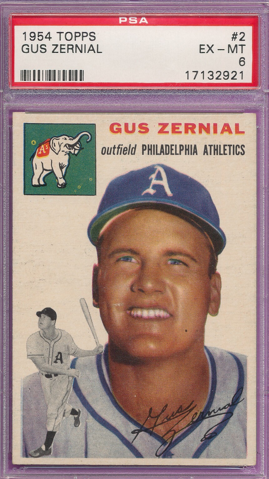 DEAD CENTERED PSA 6 GUS ZERNIAL 1954 TOPPS #2 VINTAGE GRADED EX-MT AWESOME TPHLC