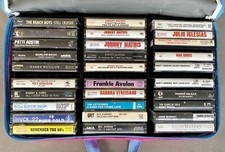 Lot of 36 Vintage Cassette Tapes w/Hot Pink Soft Case 70's-80's Mixture - READ 