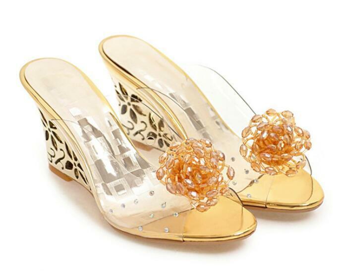 PANTOFOLA D’ORO Sandali ciabatte donna punta aperta tacco alto zeppa trasparente trasparente