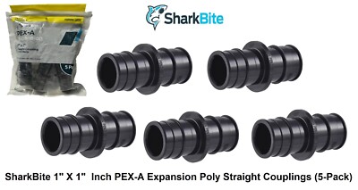 SharkBite 1'' X 1''  Inch PEX-A Expansion Poly Straight Couplings (5-Pack) NEW