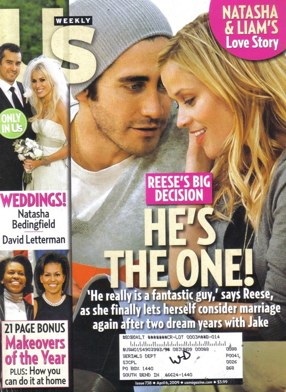 US WEEKLY MAGAZINE 4-6-09 REESE WITHERSPOON, NATASHA BEDINGFIELD, DAVID LETTERMA
