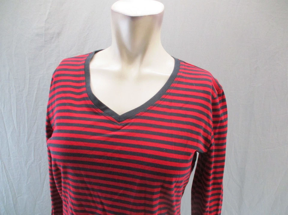 Top manga larga Great Northwest talla S para mujer mezcla de algodón a rayas cuello en V 345 Foto 2 de 4