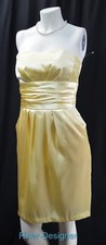 DAVID'S BRIDAL 83707 Satin Strapless Dress Ruching knee gown pockets Size 4 NEW