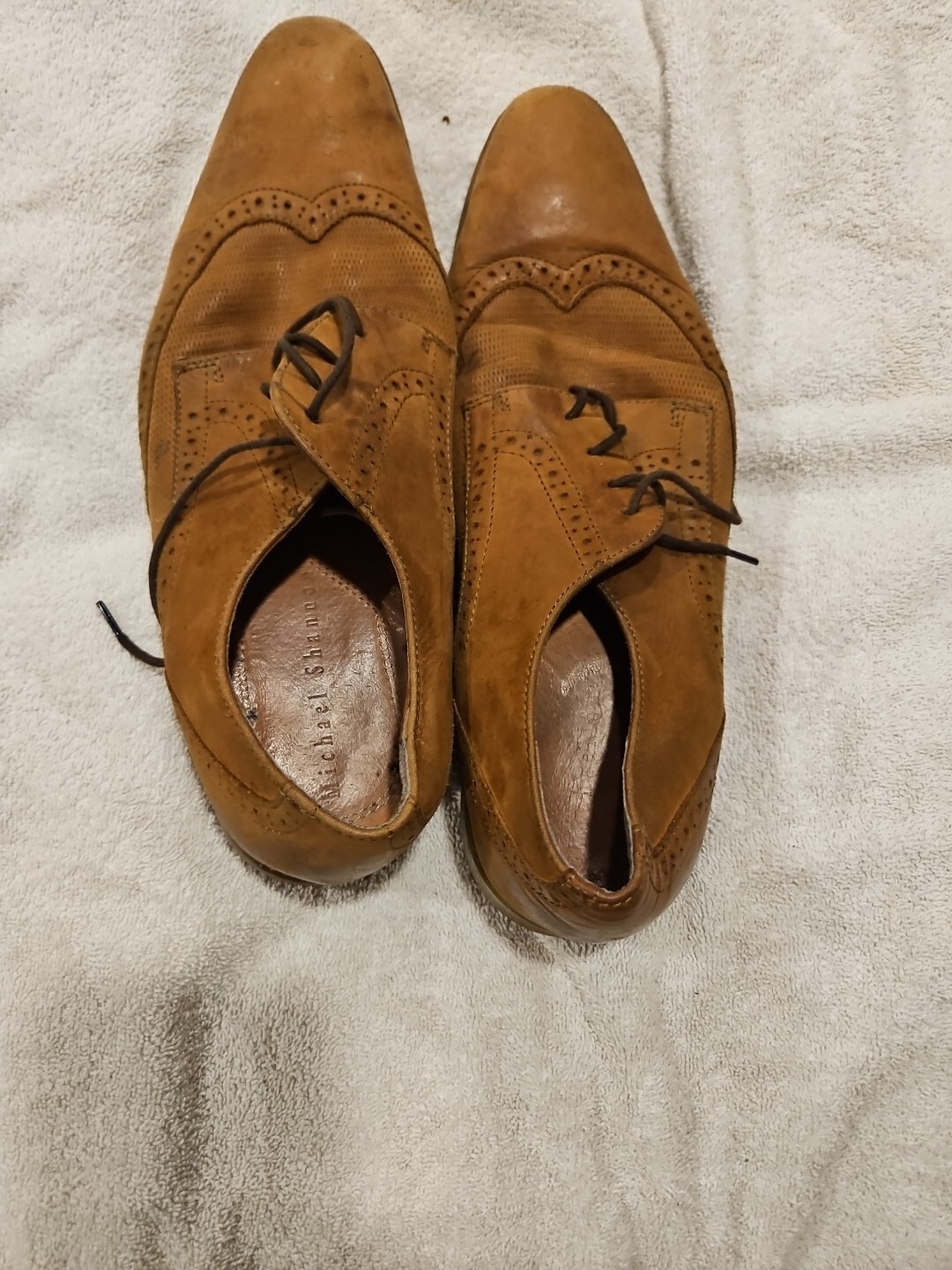 SAOLA Scarpe Oxford Michael Shannon da uomo taglia 10 M Brogue con lacci in pelle alare marroni