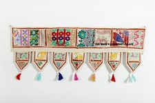 Indian Beige Door Valances Toran Wall Hanging Patchwork Embroidered Door Decor