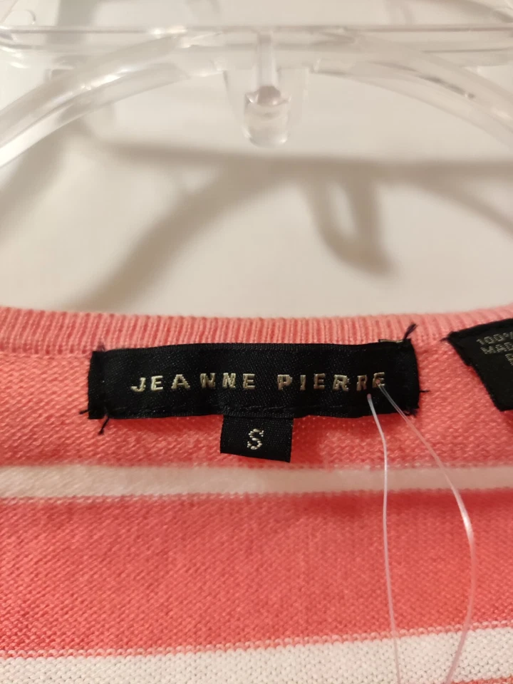 Jeanne Pierre Women's Pink Knitted Striped 3/4 Sleeve Blouse Size S. P-T-P:18in - Изображение 2 из 3