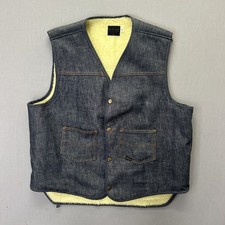 Vintage Sears Roebucks Sherpa Lined Denim Vest XL Tall 46-48 Workwear USA Blue