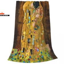 Gustav Klimt the Kiss Knitted Blanket Flannel Abstract Freyas Art Super Warm Thr