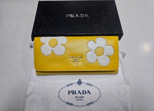 Prada Yellow Floral Continental Long Wallet