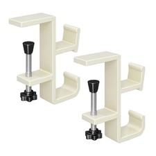 2 Pack Under Desk Headphone Stand Hook Clamp Mount Headset Holder White Dual