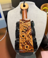 Macuahuitl Necklace Azteca Tezcatlipoca, Aztec God, Black Obsidian, Mexican Gods