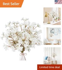 Artificial Cherry Blossom Flowers 6 Pcs Faux Cherry Blossom Stems Faux Silk C...