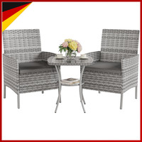GartenmöBel Set 3-Teilig Lounge Wetterfest Polyrattan Grau FüR Balkon Terrasse