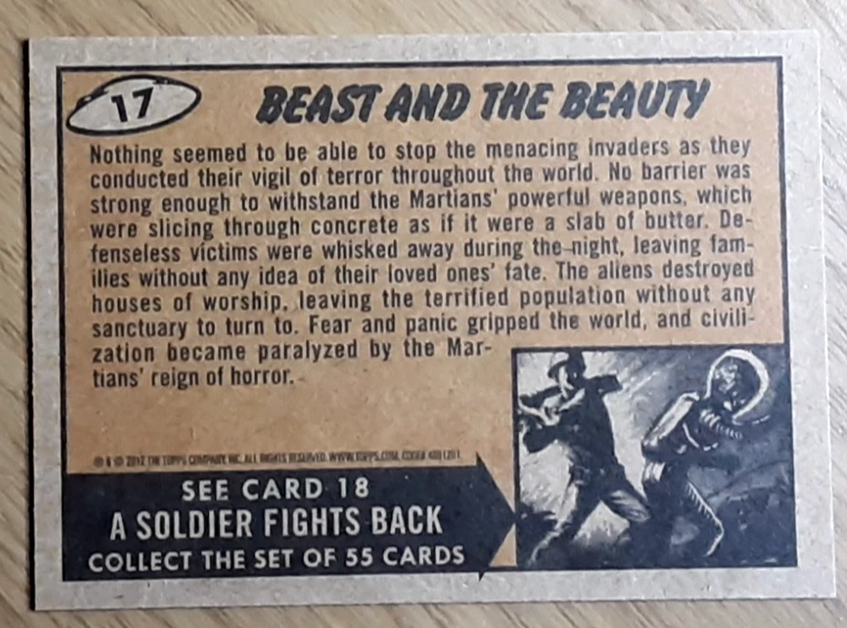 2012 Mars Attack's Heritage Green Parallel Card 17 BEAST AND THE BEAUTY. - Image 2 of 3