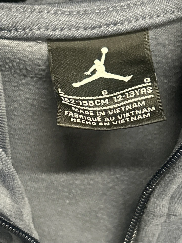 Nike Jordan Terciopelo Chándal Chaqueta Niños Grande Azul Marino Cremallera Completa Sudadera con Capucha Logo Foto 4 de 4