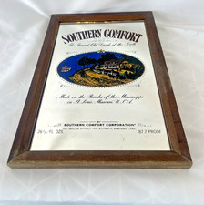 Vintage 1960"s Southern Comfort Whiskey Mirror Glass Bar Sign Man Cave 13" x 9"