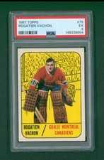 1967 Topps Hockey Card - #75 Rogatien Vachon RC, PSA 5 EX