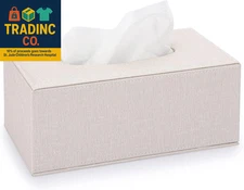 Tissue Box Cover Rectangle Linen Tissue Box,Stylish Tissue Box Holder with Magne