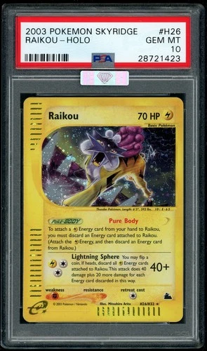 POKEMON RAIKOU 2003 SKYRIDGE #H26 HOLO MBA SILVER DIAMOND PSA 10