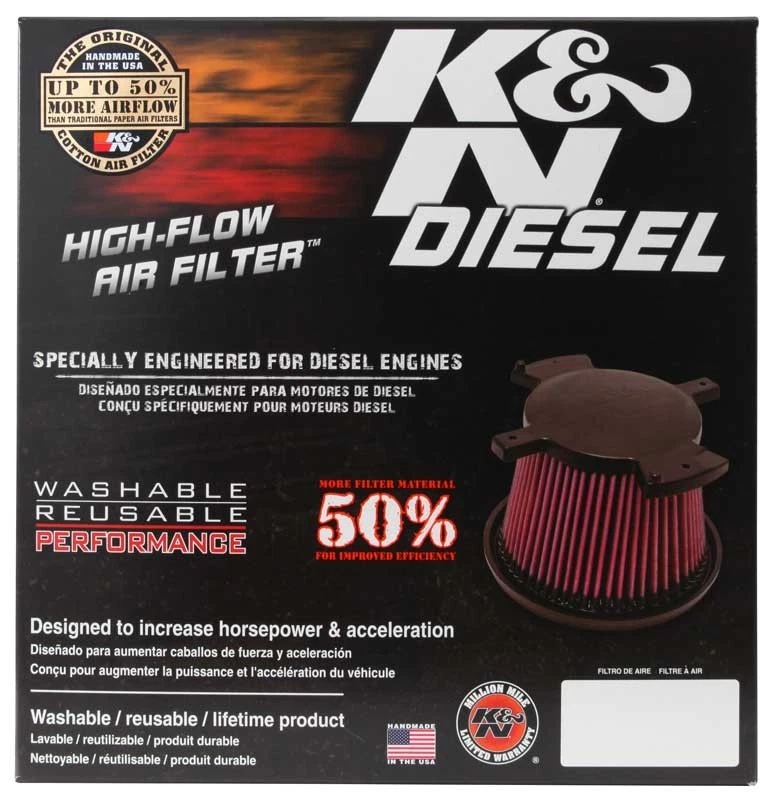 Filtro de aire de motor de alto flujo K&N E-0781 para Silverado Sierra 2500 3500 HD 6,6 V8 Foto 3 de 3