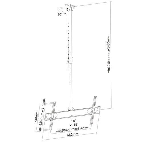 SOPORTE DE MONTAJE DE TV TECHO ABOVEDADO INCLINADO PLANO DE ALTA RESISTENCIA 40 42 46 47 50 55 60 70 Foto 2 de 4