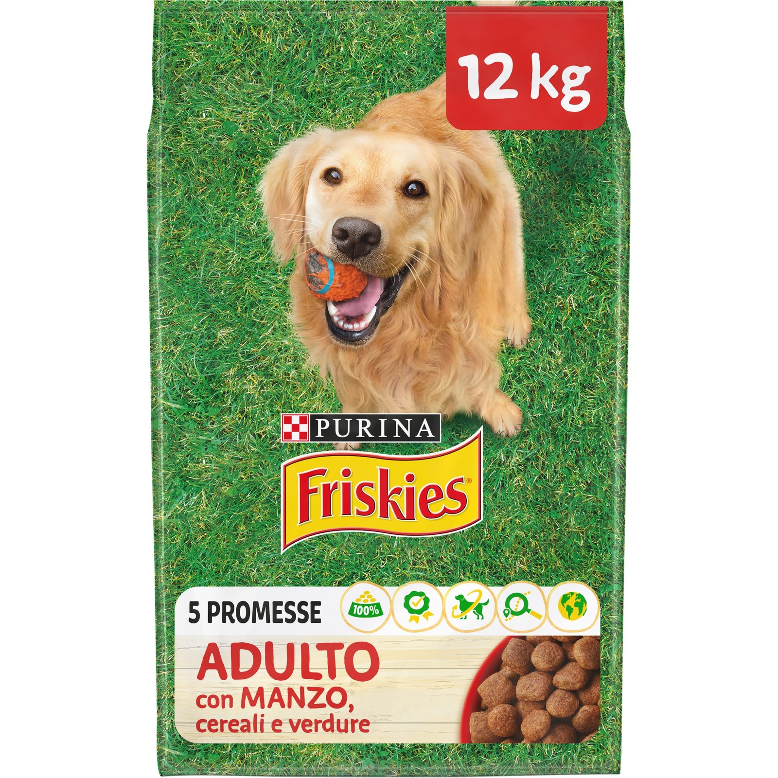 Offerta Purina Friskies Adulto 12kg - Crocchette Manzo e Verdure