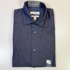 Calvin Klein Men's Steel Classic-Fit Non Iron Dress Shirt Blue S 14.5 32-33 80