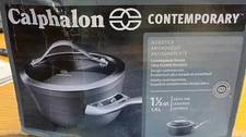NEW Calphalon CLASSIC HARD ANODIZED COVERED 1.5 QUART SAUCEPAN-STRAINER LID