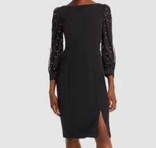 Eliza J Women's Black Embellished Sleeve Sheath Dress Size 2