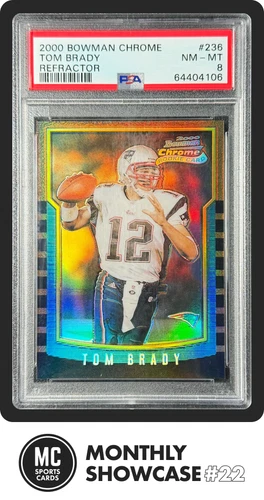 TOM BRADY PSA 8 2000 BOWMAN CHROME #236 ROOKIE REFRACTOR RC PATRIOTS NM-MINT