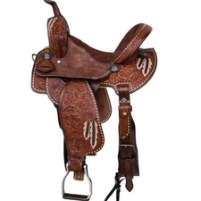 Horse Saddle Barrel Racing Leather Western Wooden Tree Handmade Trail Equestrian