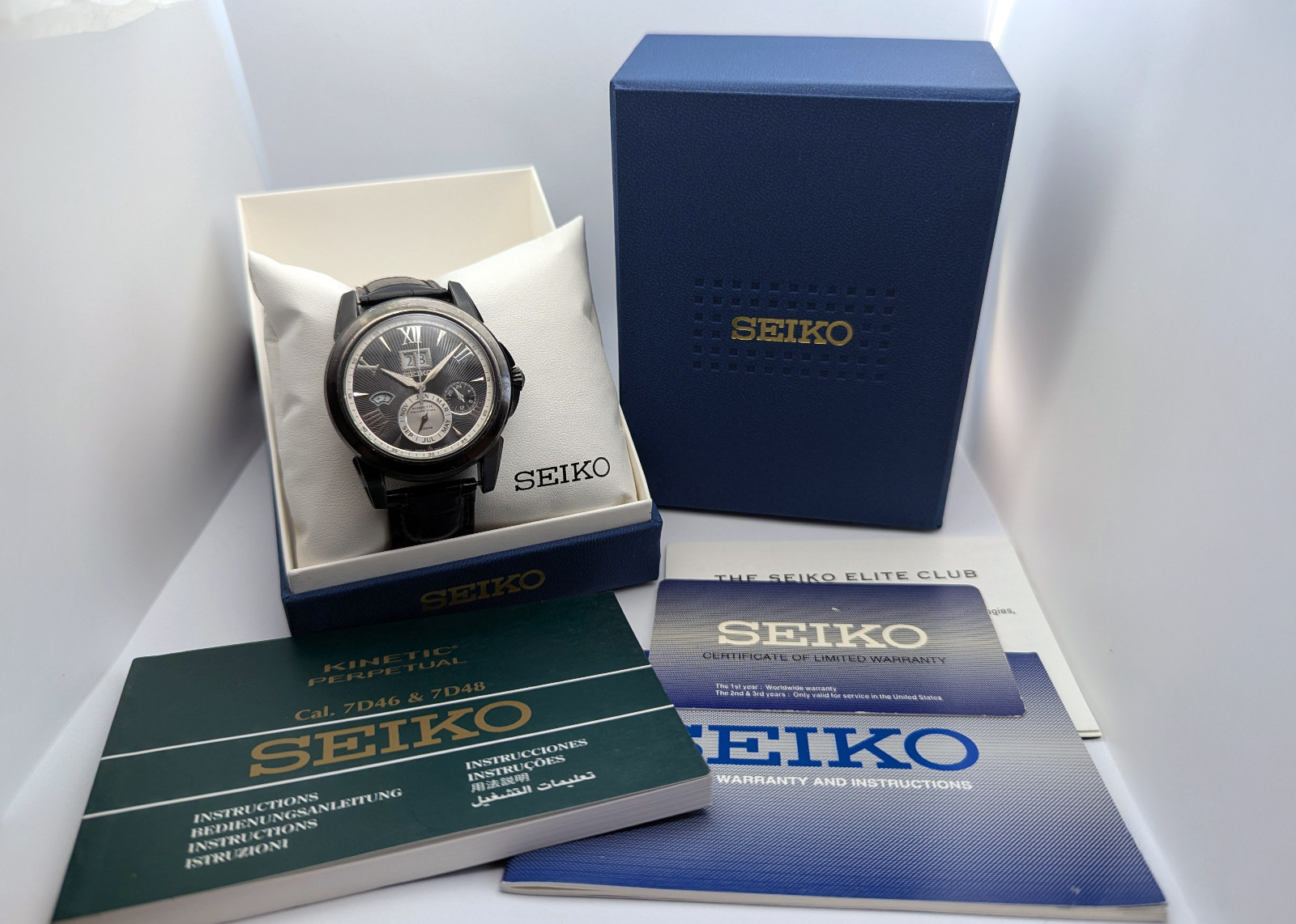 Seiko Premier Kinetic Perpetual Big Date Sapphire 7D4… - Gem