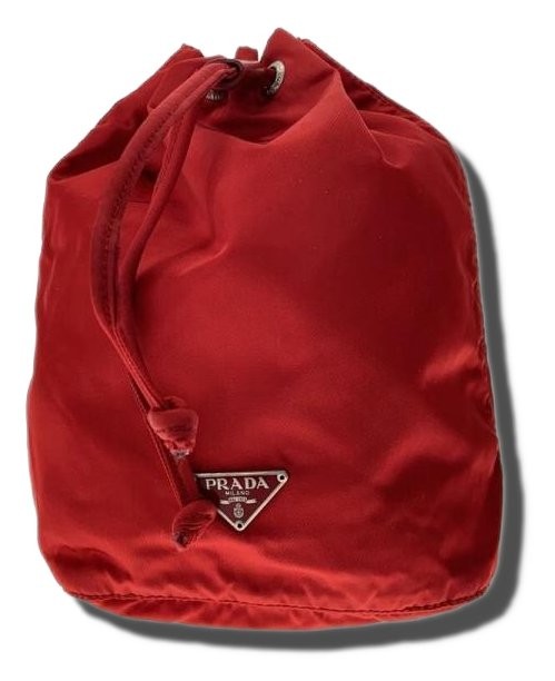 PRADA Drawstring Pouch Nylon Red Authentic Women … - image 1