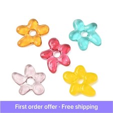10pcs Flower Shape Bead Handmade Lampwork Glass Beads Flower Petal Beads for DIY