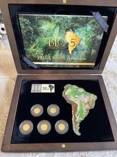 24ct 2.5g proof Gold Coin Collection . Big 5 South America .999 Pure Gold