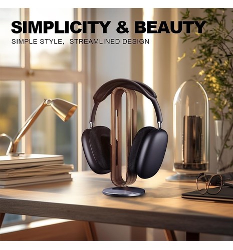Headphone Stand, Headphone Holder, Bamboo & Aluminum Alloy, Anti-Slip Silicone - Afbeelding 2 van 7