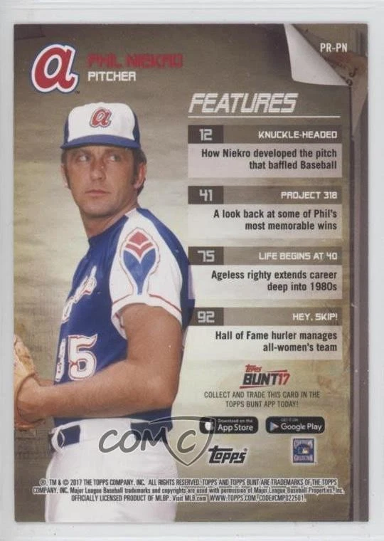 2017 Topps Bunt Programs Purple /25 Phil Niekro #PR-PN HOF - Image 2 of 2