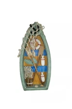 Rowboat Detailed Wooden with Seashells Home Décor Wall Hanging Or Tabletop 16"H